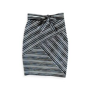 MILLY straight skirt striped pencil bow sash Sz 4 small